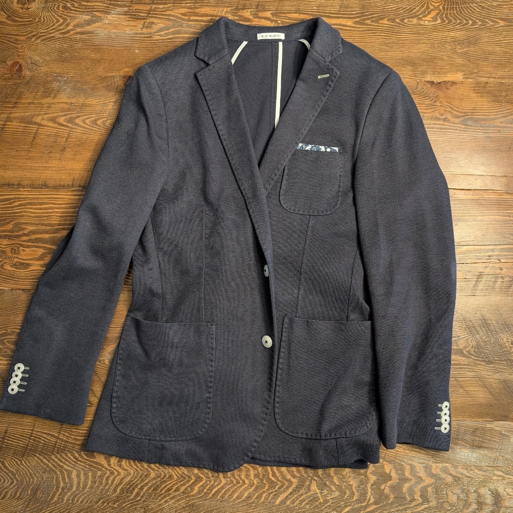 Elegant Dark Blue Men's Blazer Navy 38R